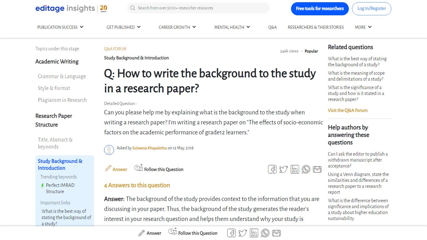 How to write the background to the study in a research paper?